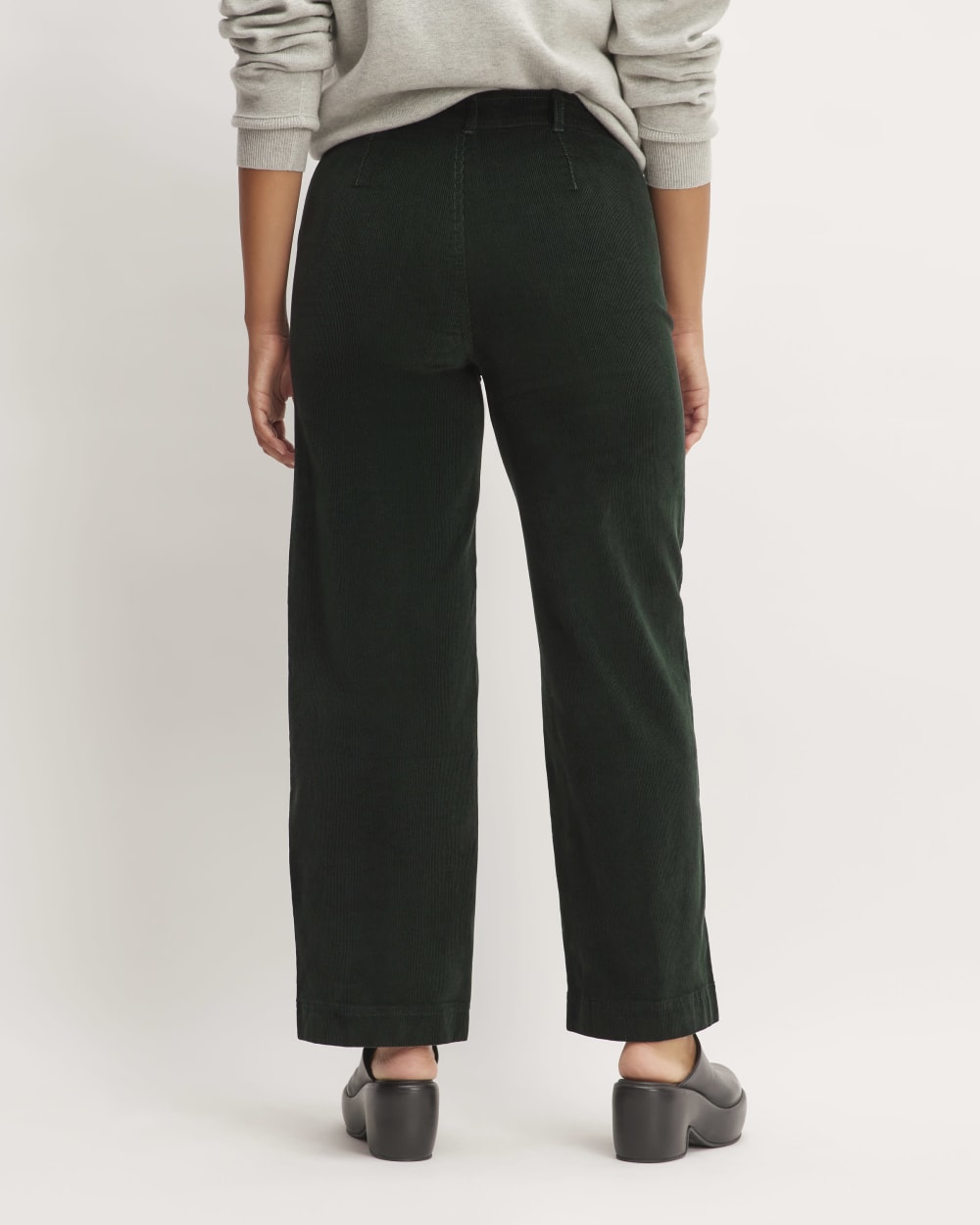 The Corduroy Wide-Leg Pant in Scarab — detail view