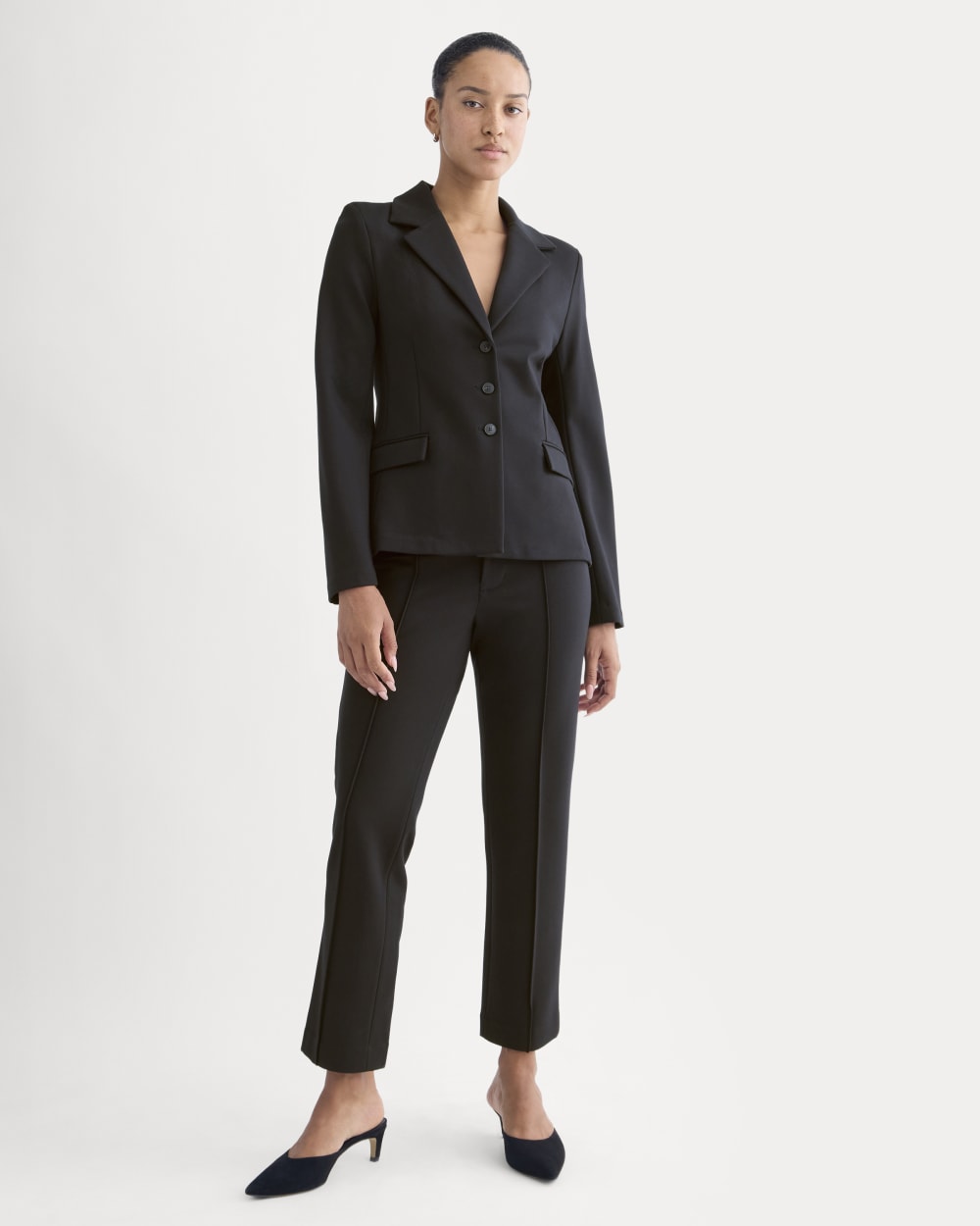 Ponte Sculpted Blazer in Black — detail view