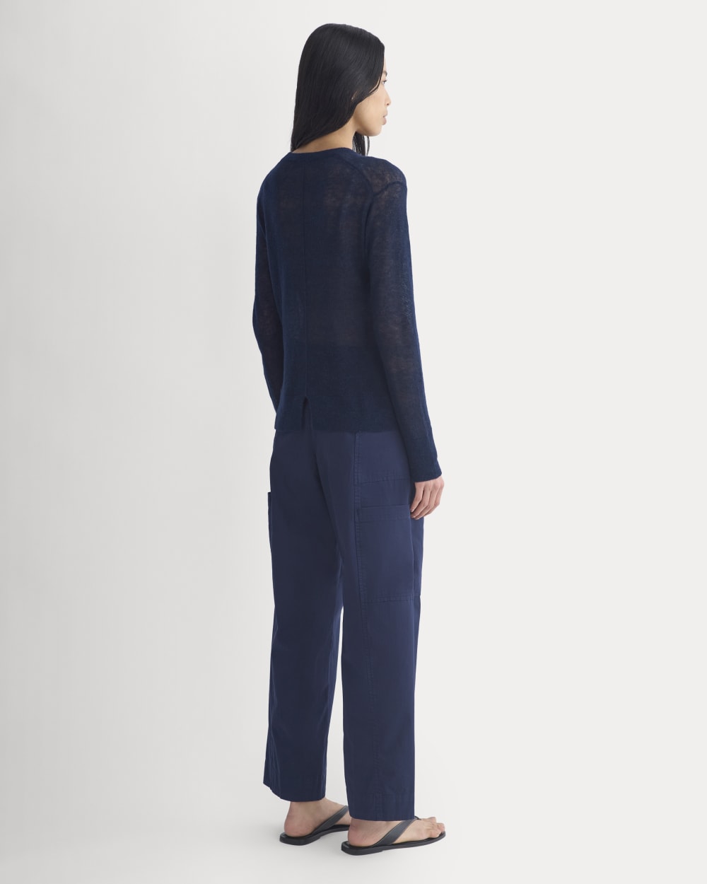 The Air Alpaca™ Relaxed Crew Top in Navy — detail view