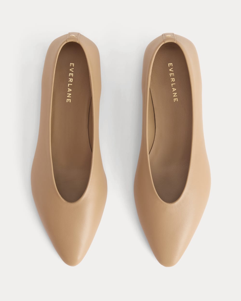Made in Italy Almond-Toe Flat in Affogato — detail view