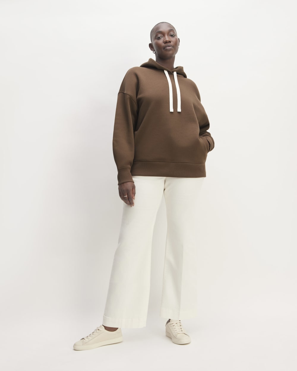 The ReTrack Hoodie in Cocoa — detail view