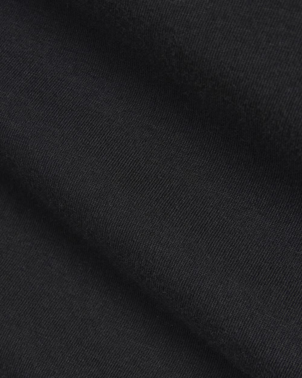 The Slim Long-Sleeve Crew in Essential Cotton in Black — detail view