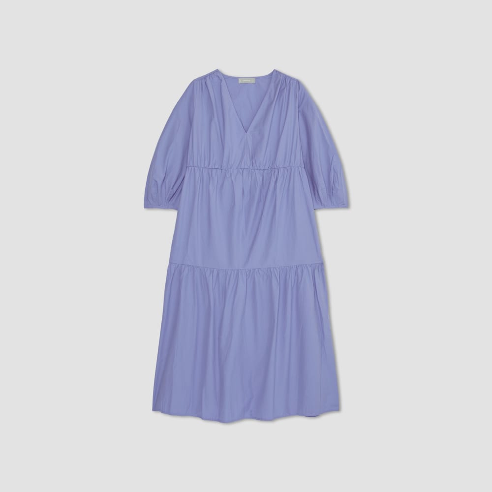 The Poplin Tiered Dress in Cornflower Blue — alternate view