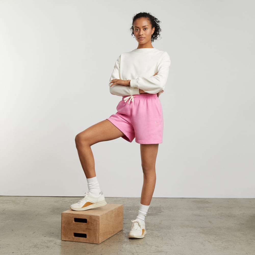 The Track Long Sweatshort in Bubble Gum — detail view