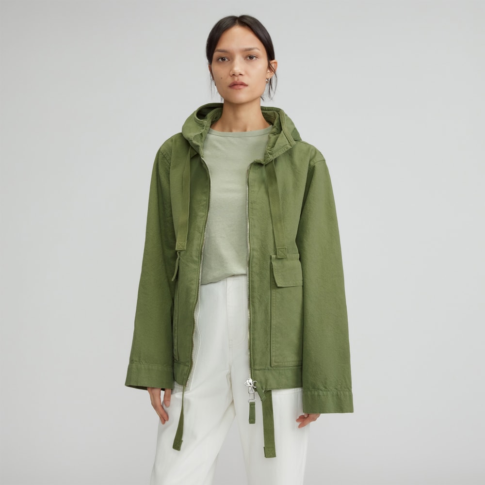 The Canvas Organic Cotton Anorak in Forest Green — front view