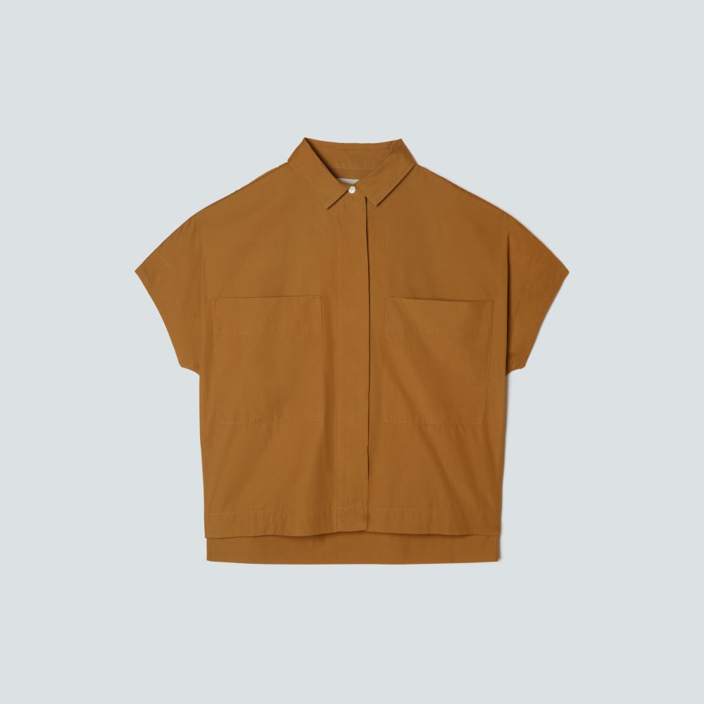 The Short-Sleeve Box Shirt in Tawny Brown — front view