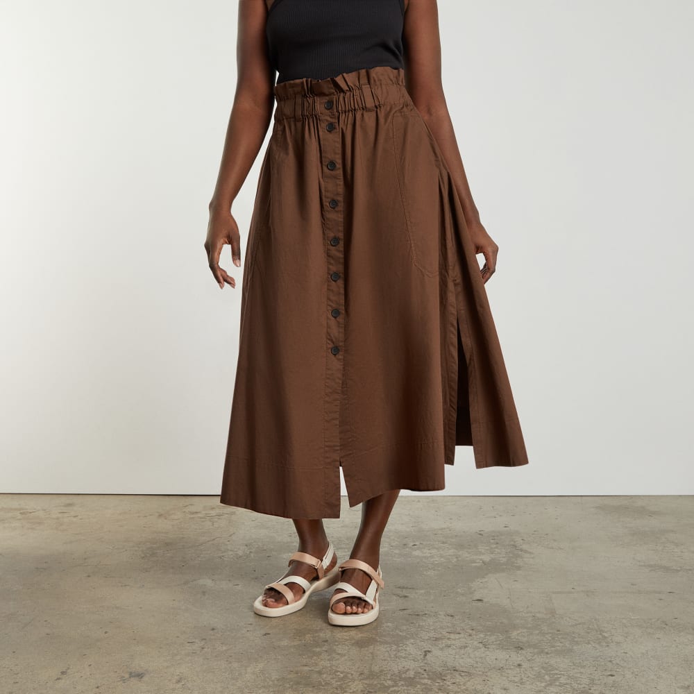 The Easy Button-Front Skirt in Espresso — alternate view