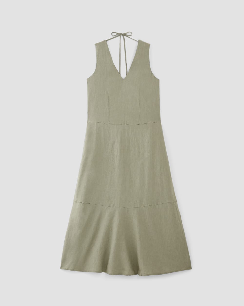 The Linen V-Neck Maxi Dress in Sage Green — alternate view