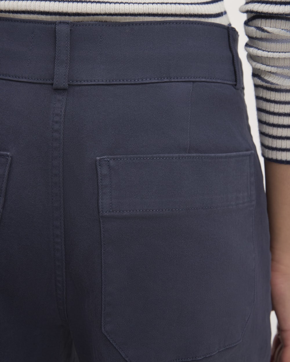 The Organic Wide-Leg Pant in Navy — detail view