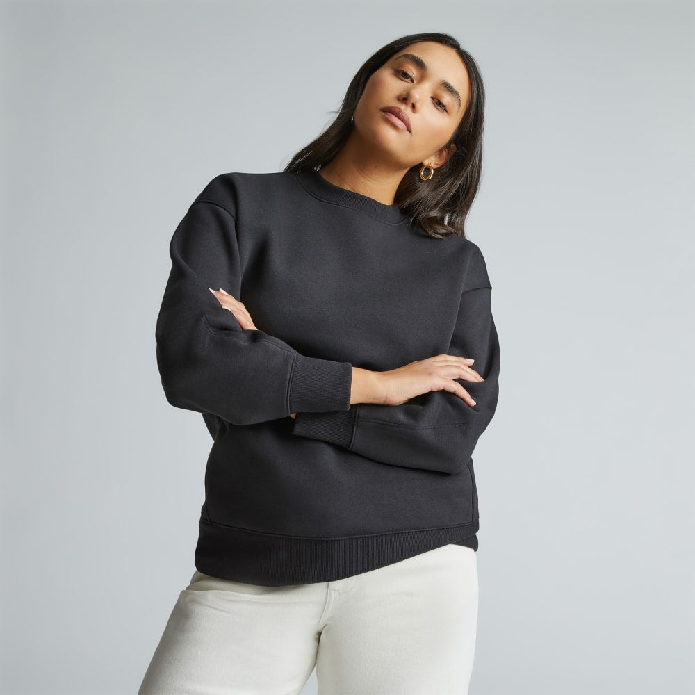 The ReTrack Oversized Crew in Black — front view