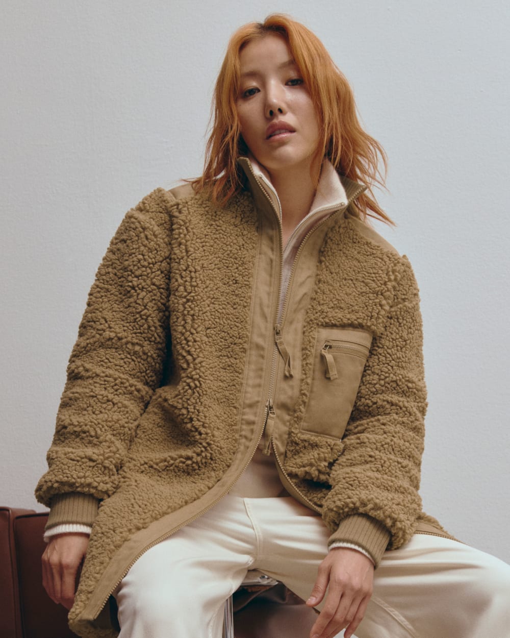 The Teddy Jacket in Toasted Coconut — detail view