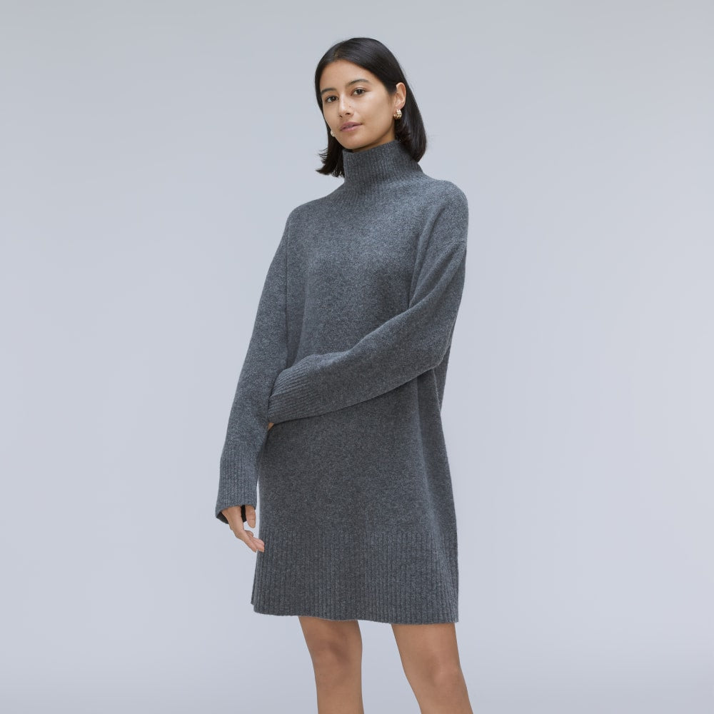 The Cozy Stretch Turtleneck Dress in Marin — front view