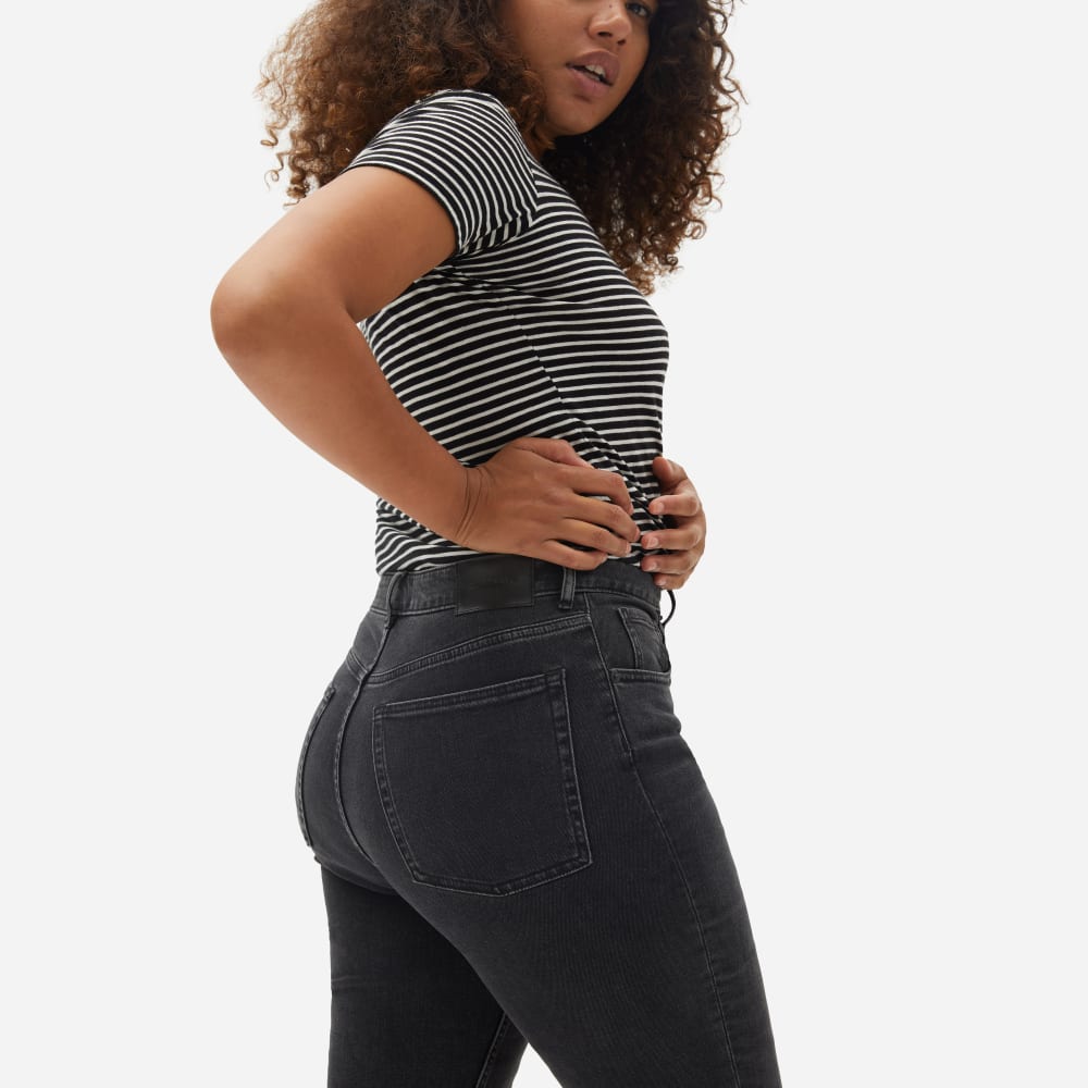 The Curvy Cheeky® Straight Jean in Washed Black — detail view