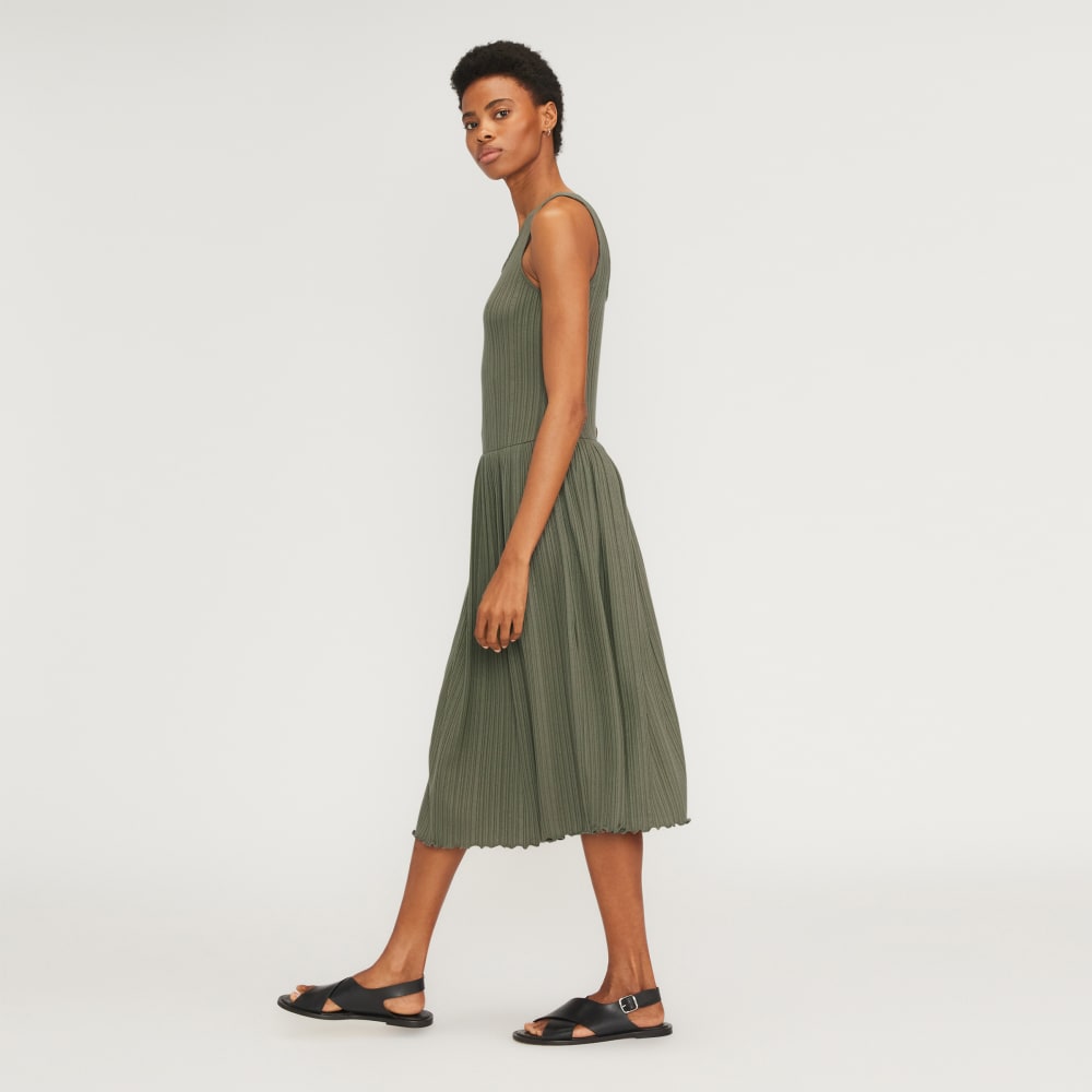 The Rib Soft Knit Scoop-Neck Dress in Kalamata — front view