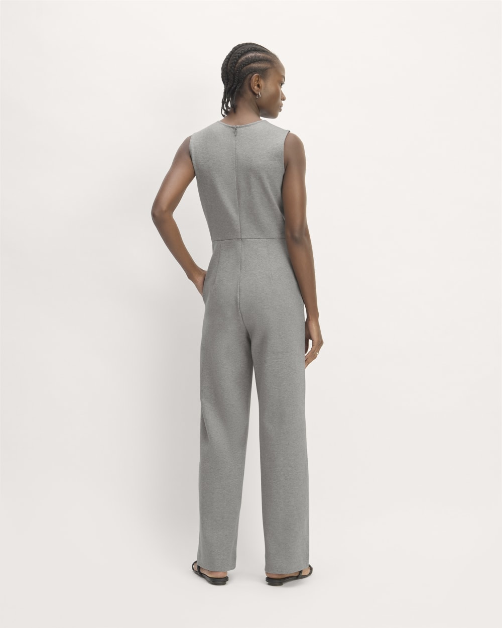 The Dream Jumpsuit in Mid Heather Grey — detail view