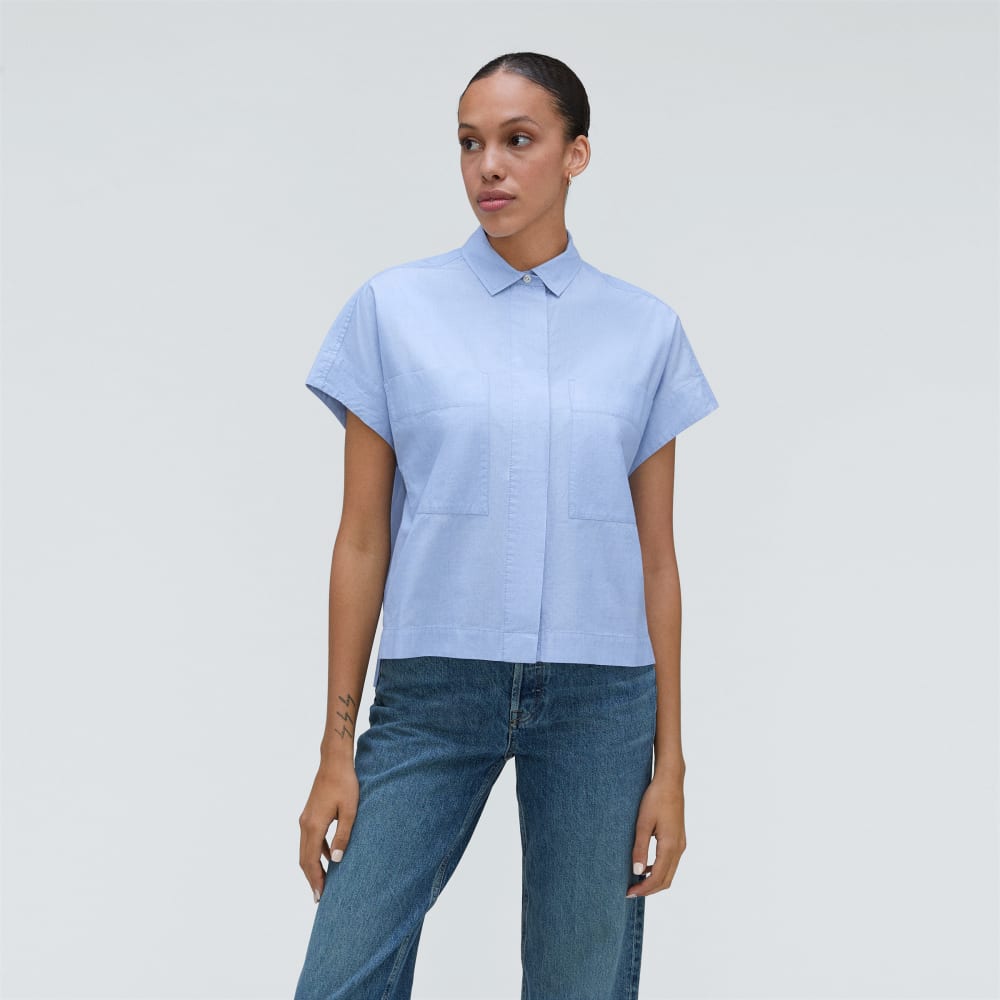 The Short-Sleeve Box Shirt in Slate Blue — alternate view