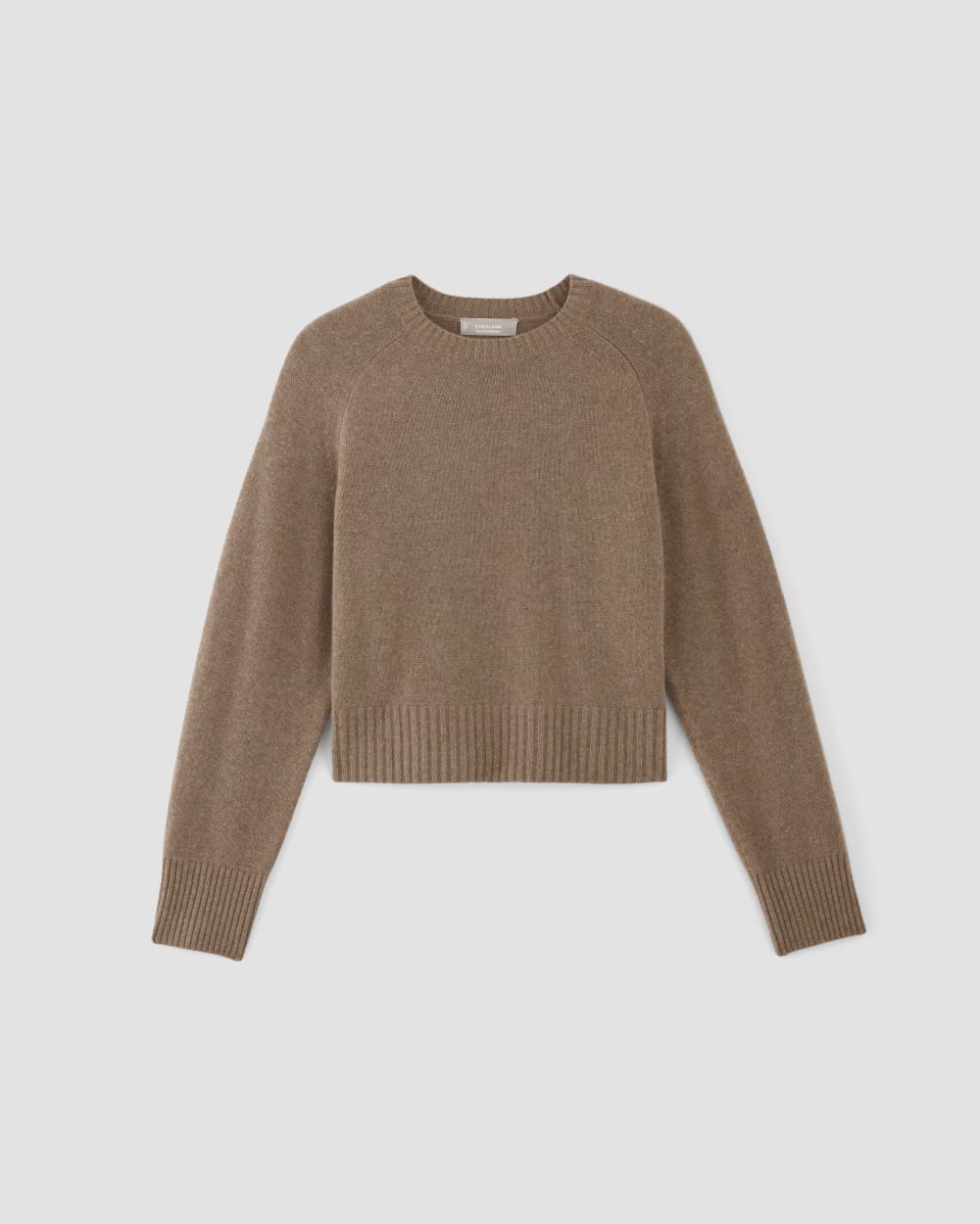 The Boxy Crew in Cashmere in Heathered Woodsmoke — alternate view