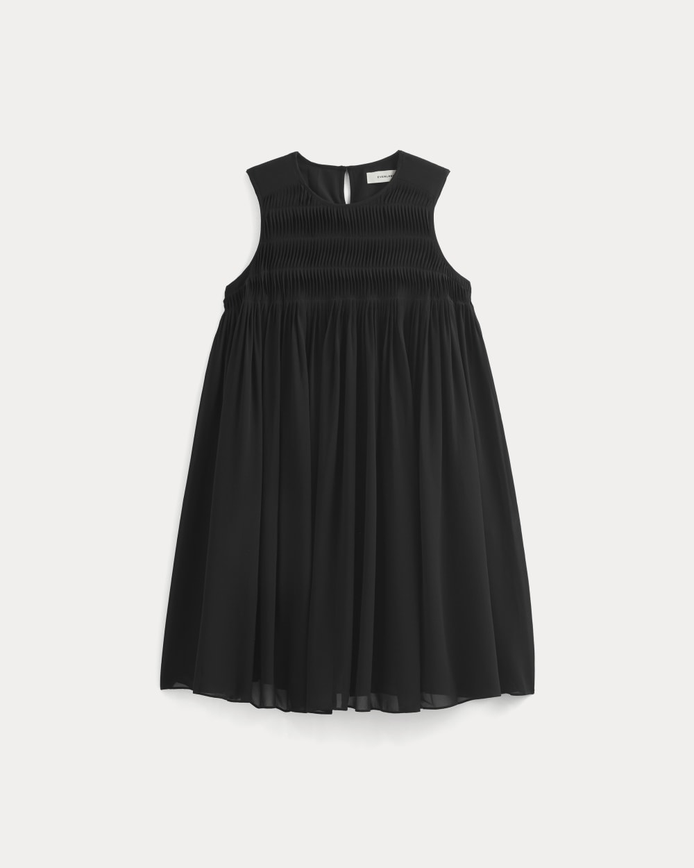 Twisted Pleated Mini Dress in Silk Georgette in Black — alternate view