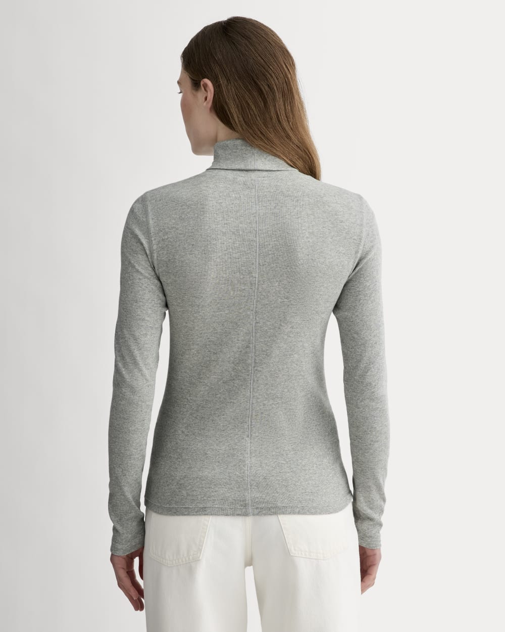 The Luxe Rib Turtleneck in Washed Heathered Grey — detail view