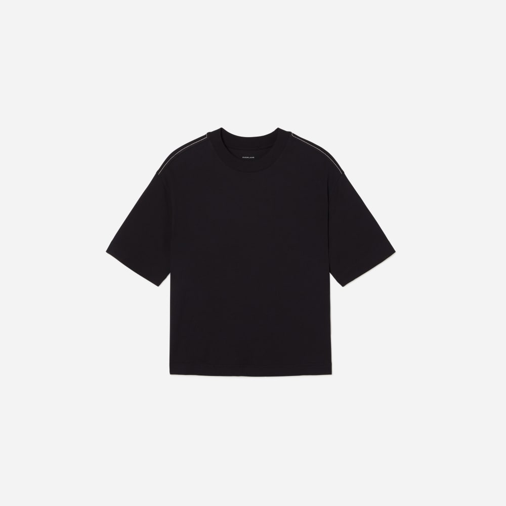 The Premium Weight Relaxed Tee in Black — front view