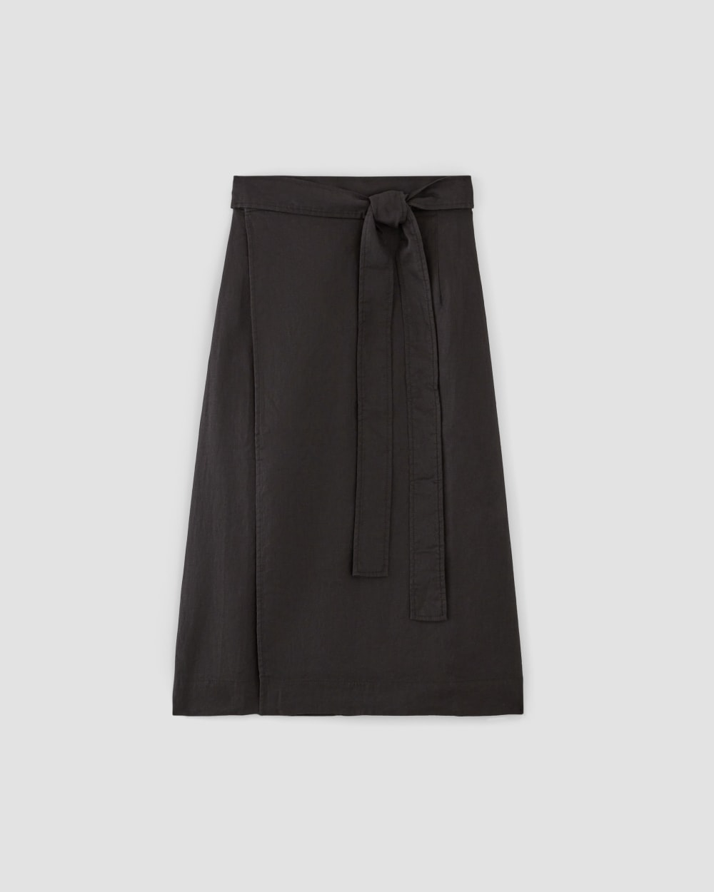 The Linen Wrap Skirt in Black — alternate view