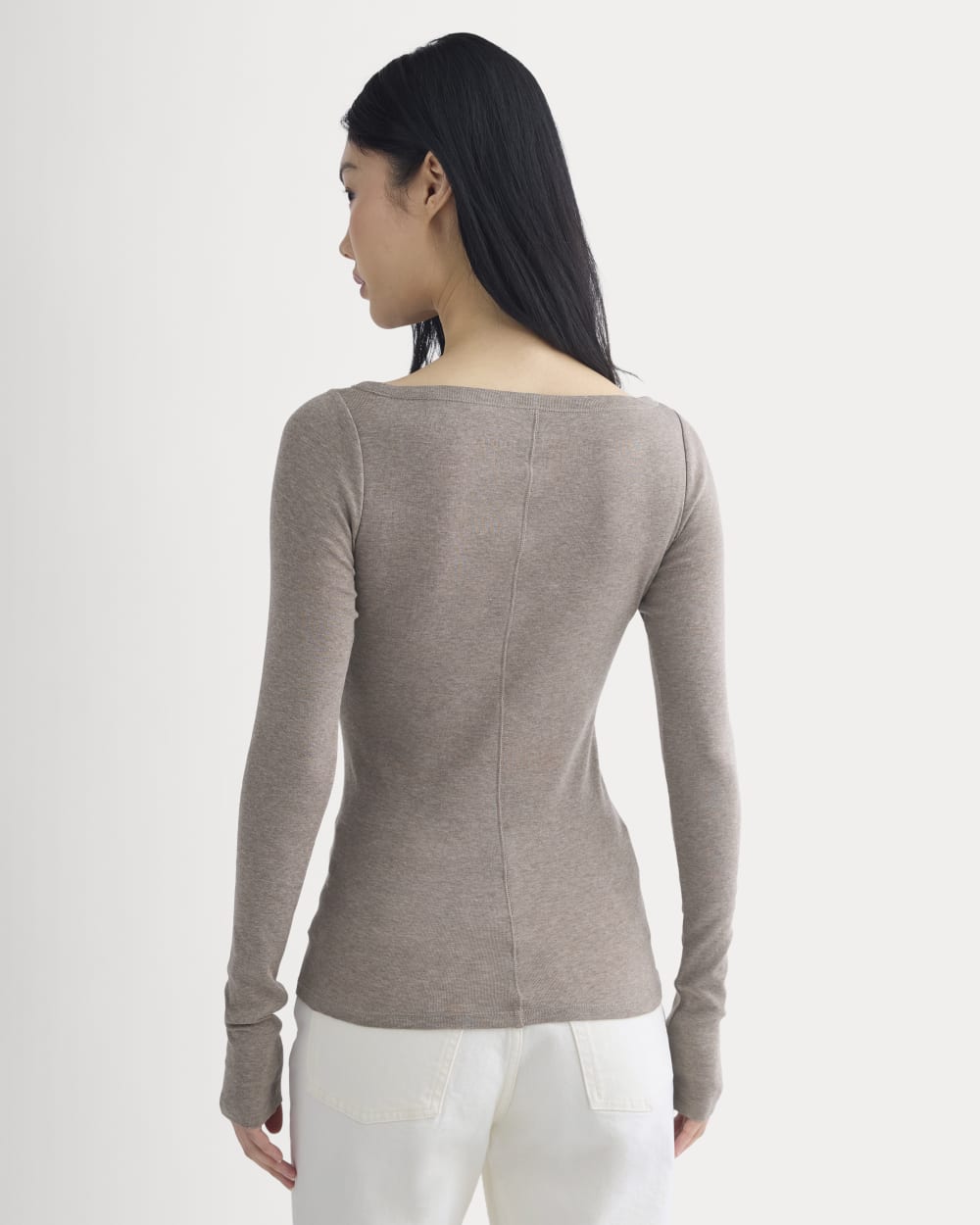 Tissue Boatneck Top in Heathered Chocolate Chip — detail view