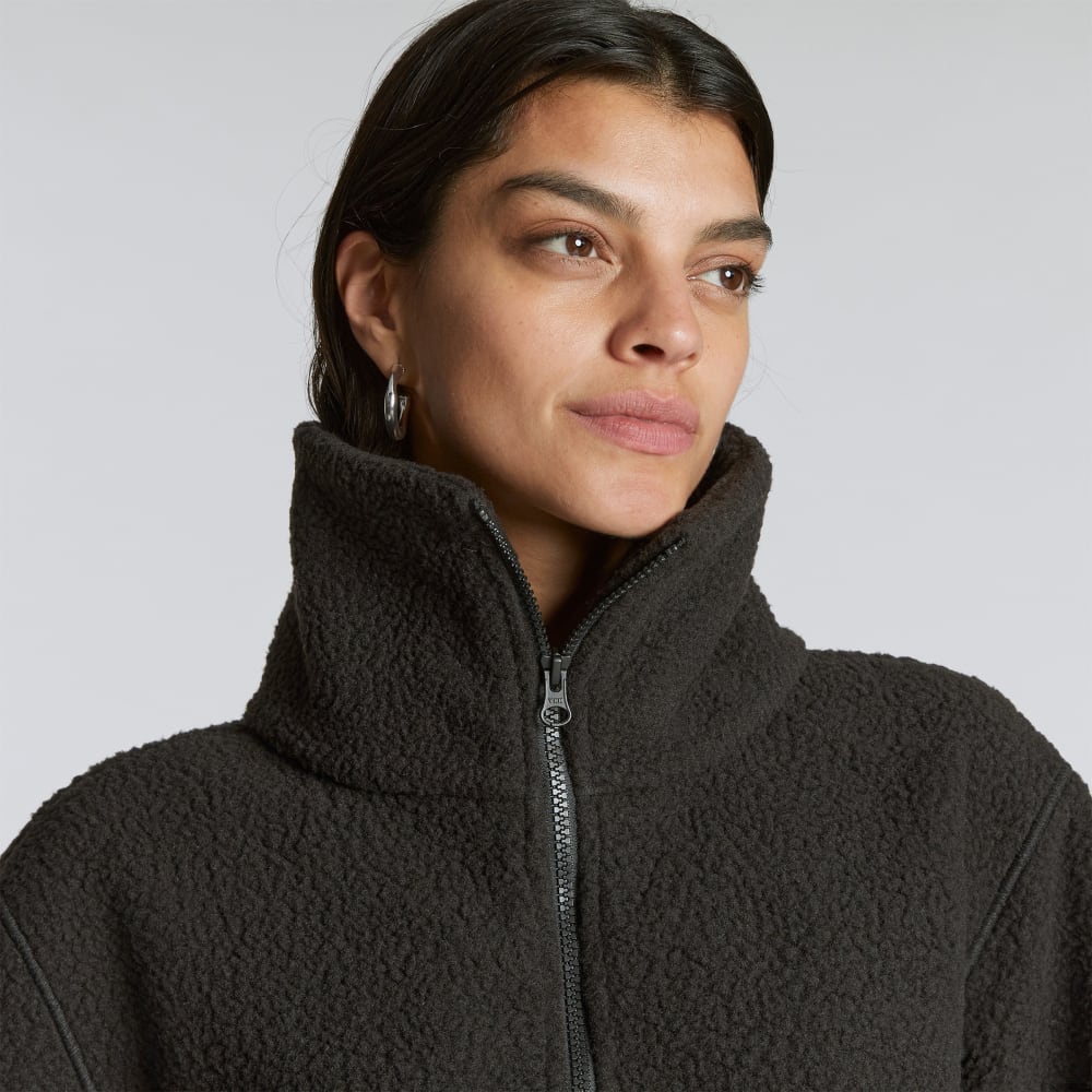 The ReNew Fleece Half-Zip in Black — detail view