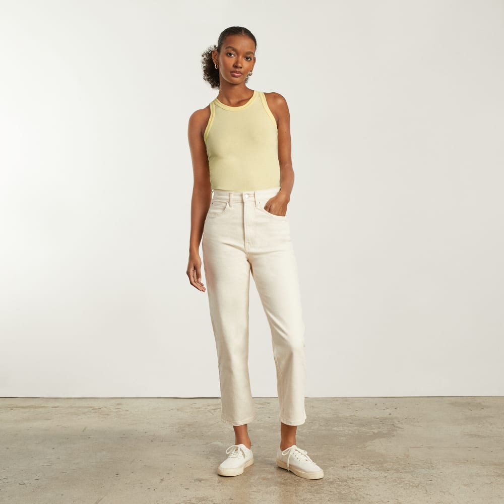 The Tank in Essential Cotton in Pastel Yellow — detail view