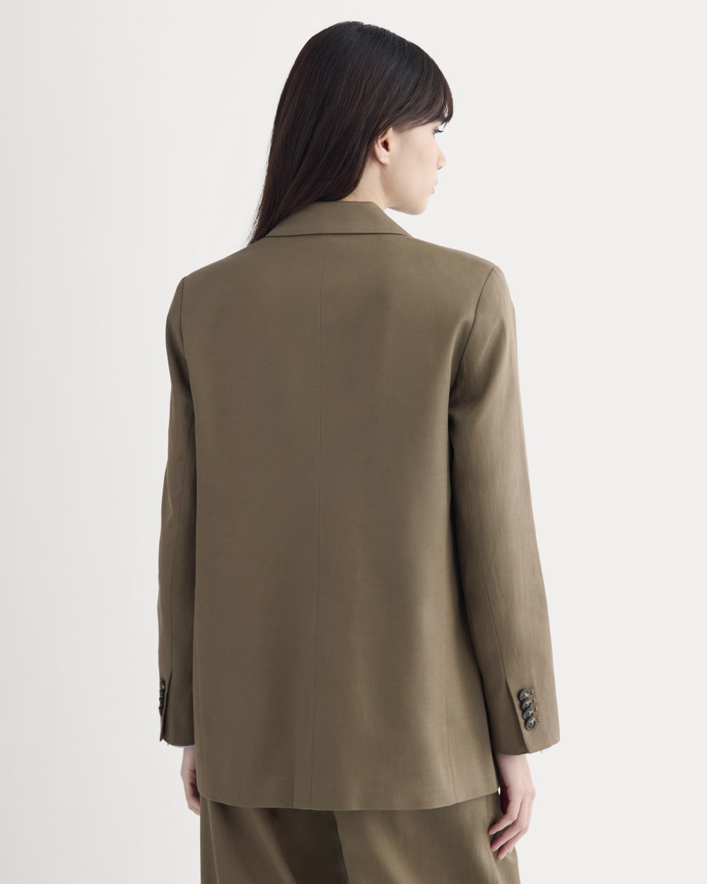 The Oversized Blazer in Buttersmooth in Deep Taupe — detail view