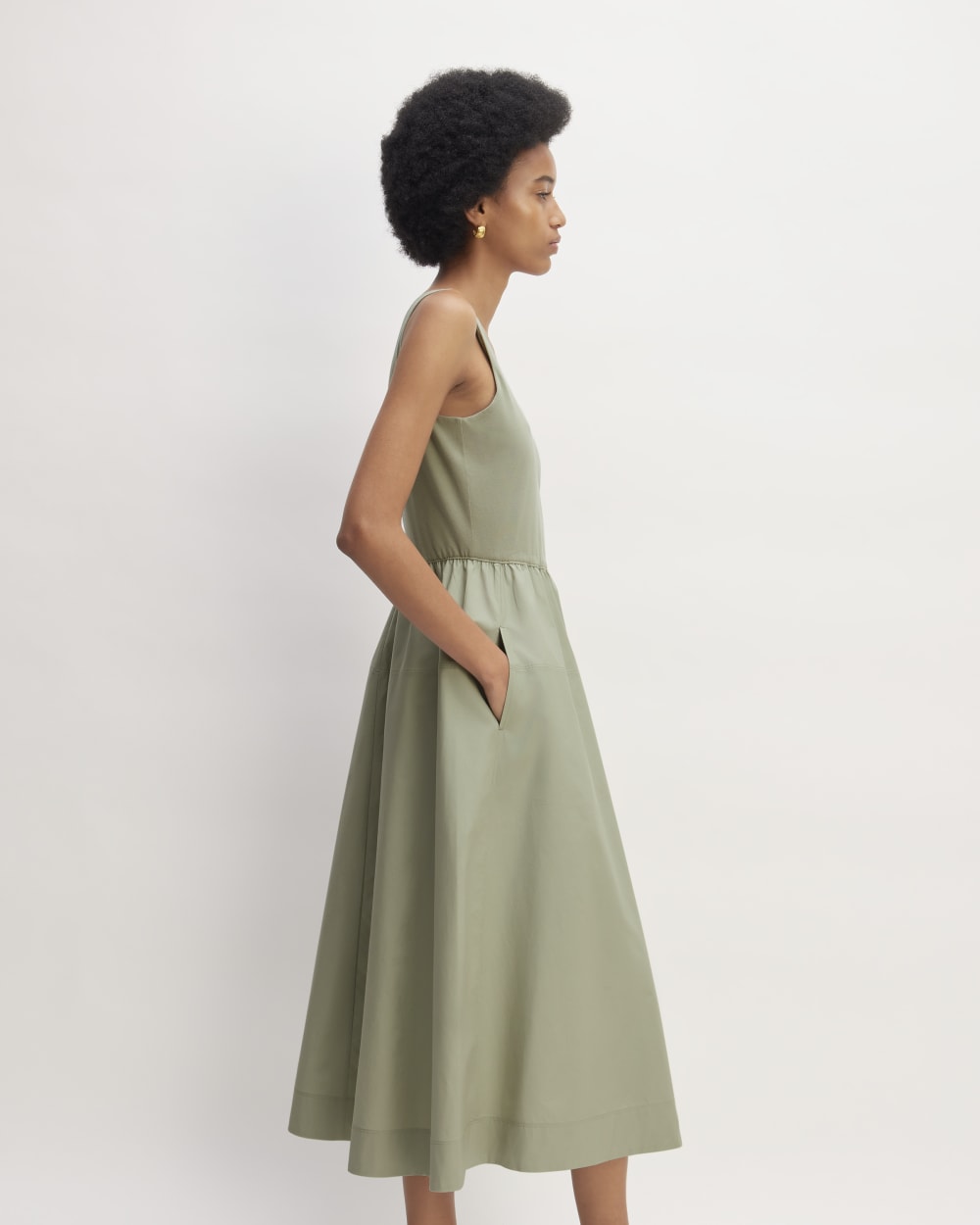 The Supima® Jersey Riviera Dress in Sage Green — detail view