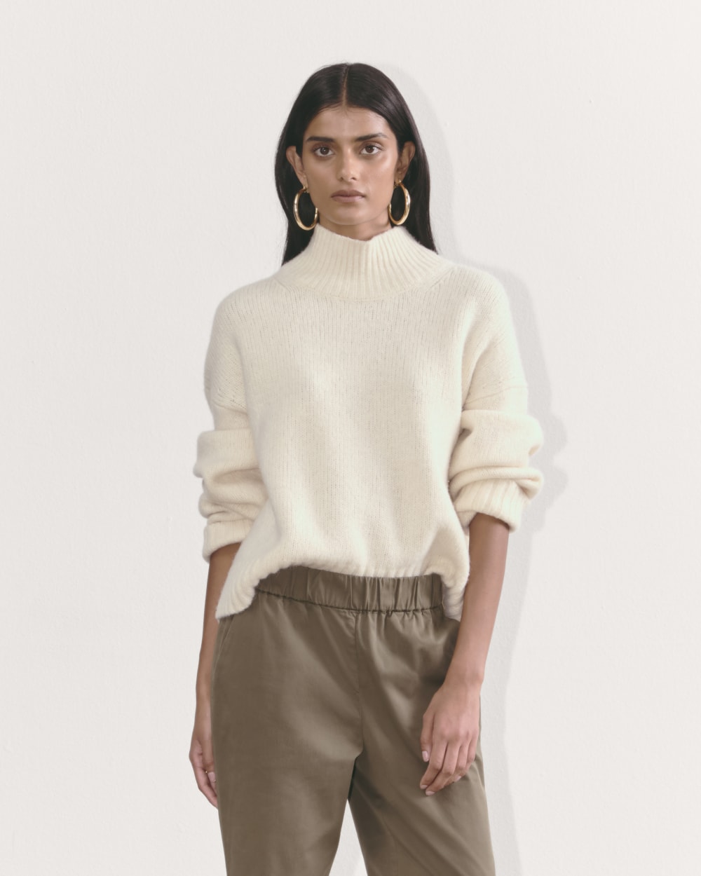 The Cloud Oversized Turtleneck in Bone — front view