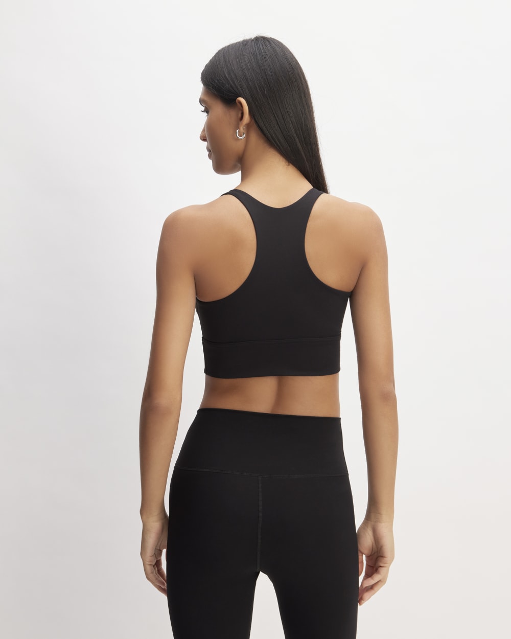 The Perform Longline Bra in Black — detail view
