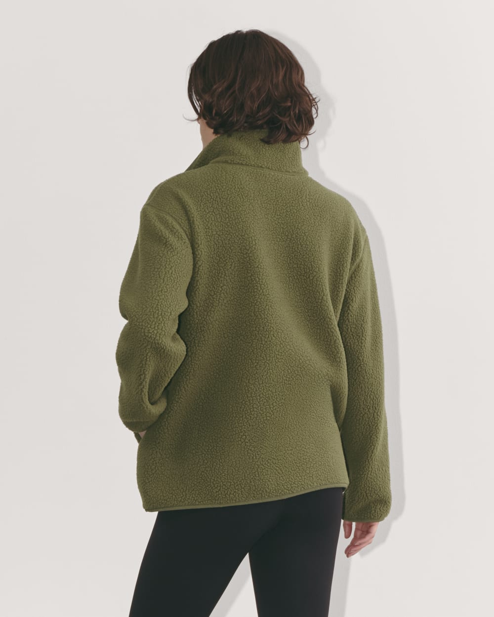 The ReNew Fleece Oversized Half-Zip in Kalamata — detail view