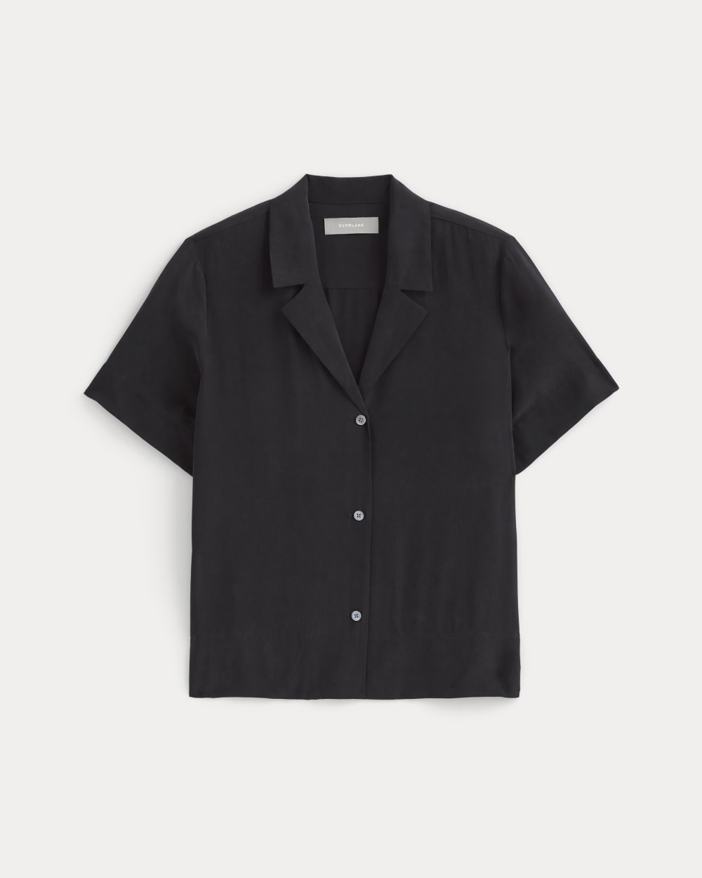 The Notch Shirt in Washable Silk in Black — alternate view