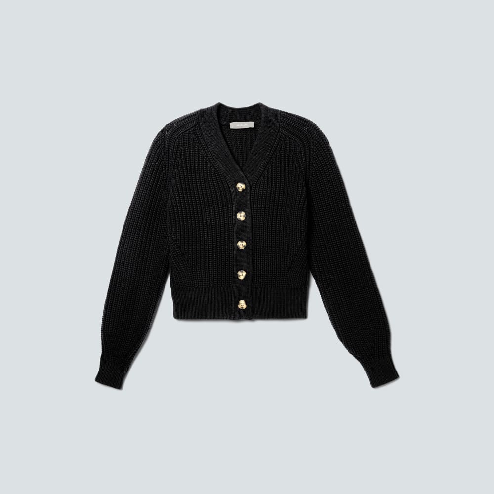 The Texture Cotton Cardigan in Black — alternate view