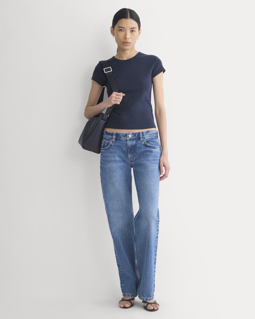 RetroSoft Cotton Crew in Navy — detail view