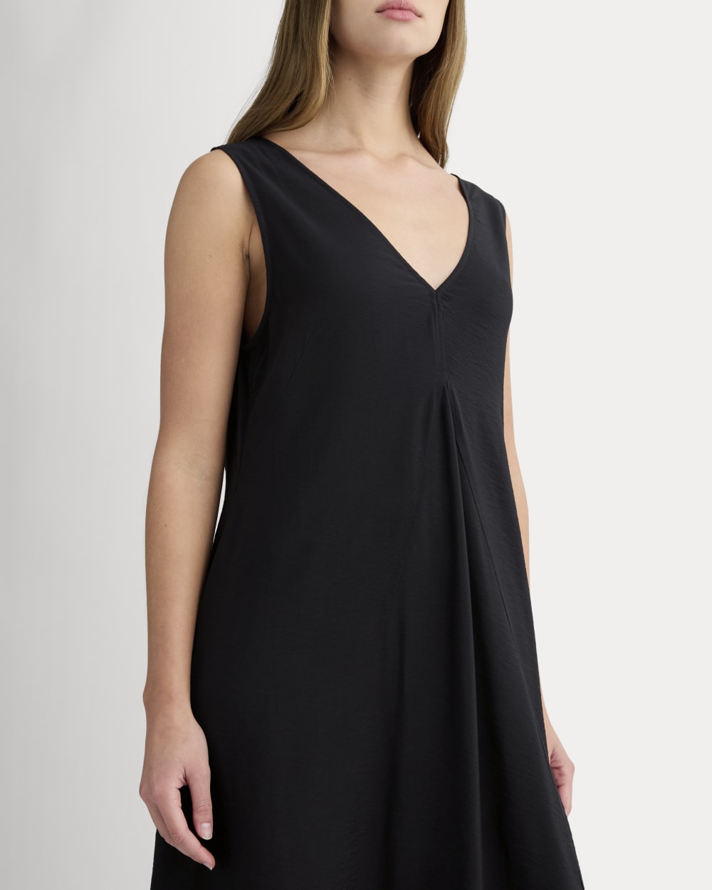 The V-Neck Dress in SoftLuxe in Black — detail view