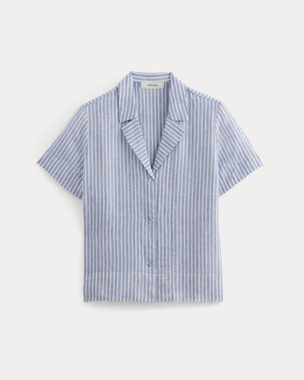 The Notch Shirt in Linen in Bluebell / Bone — alternate view