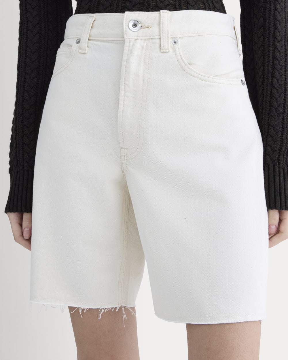 The OG Baggy Jean Short in Ecru — detail view