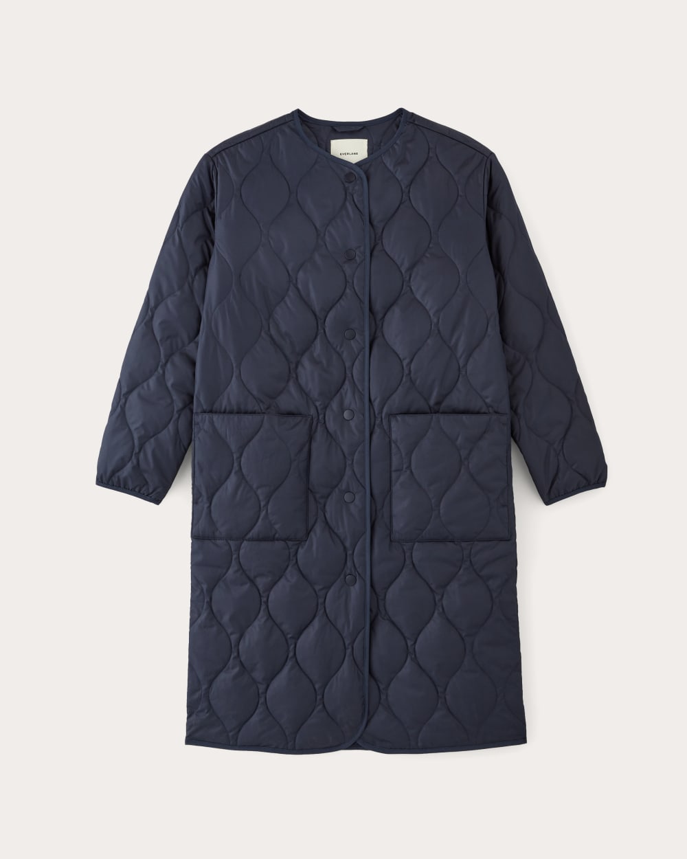 The Long Quilted Liner in Navy — alternate view