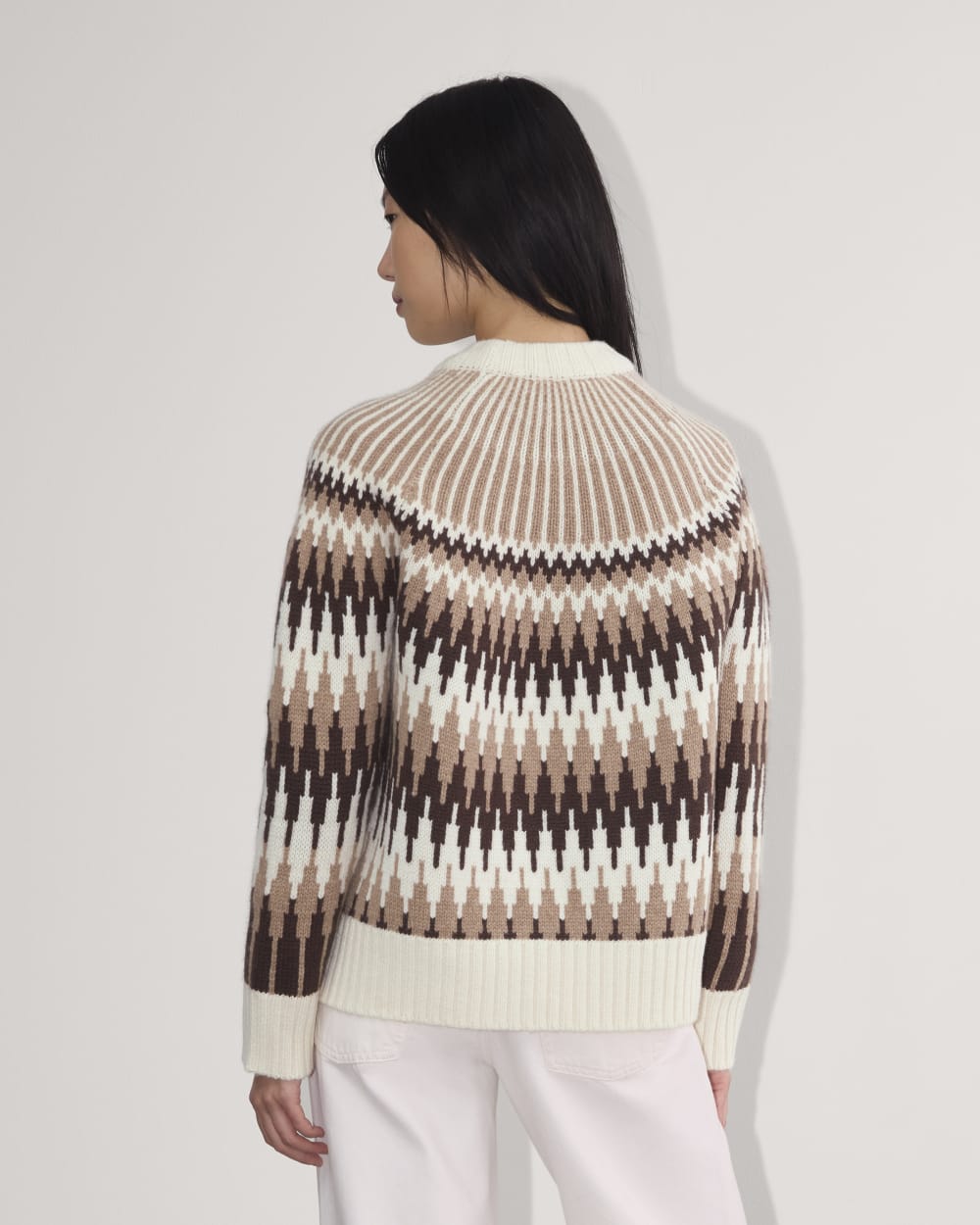 The Fair Isle Crew in Bone / Brown Fair Isle — detail view