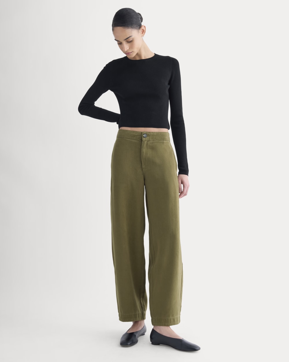 Balloon Pant in Buttersoft in Olive — front view