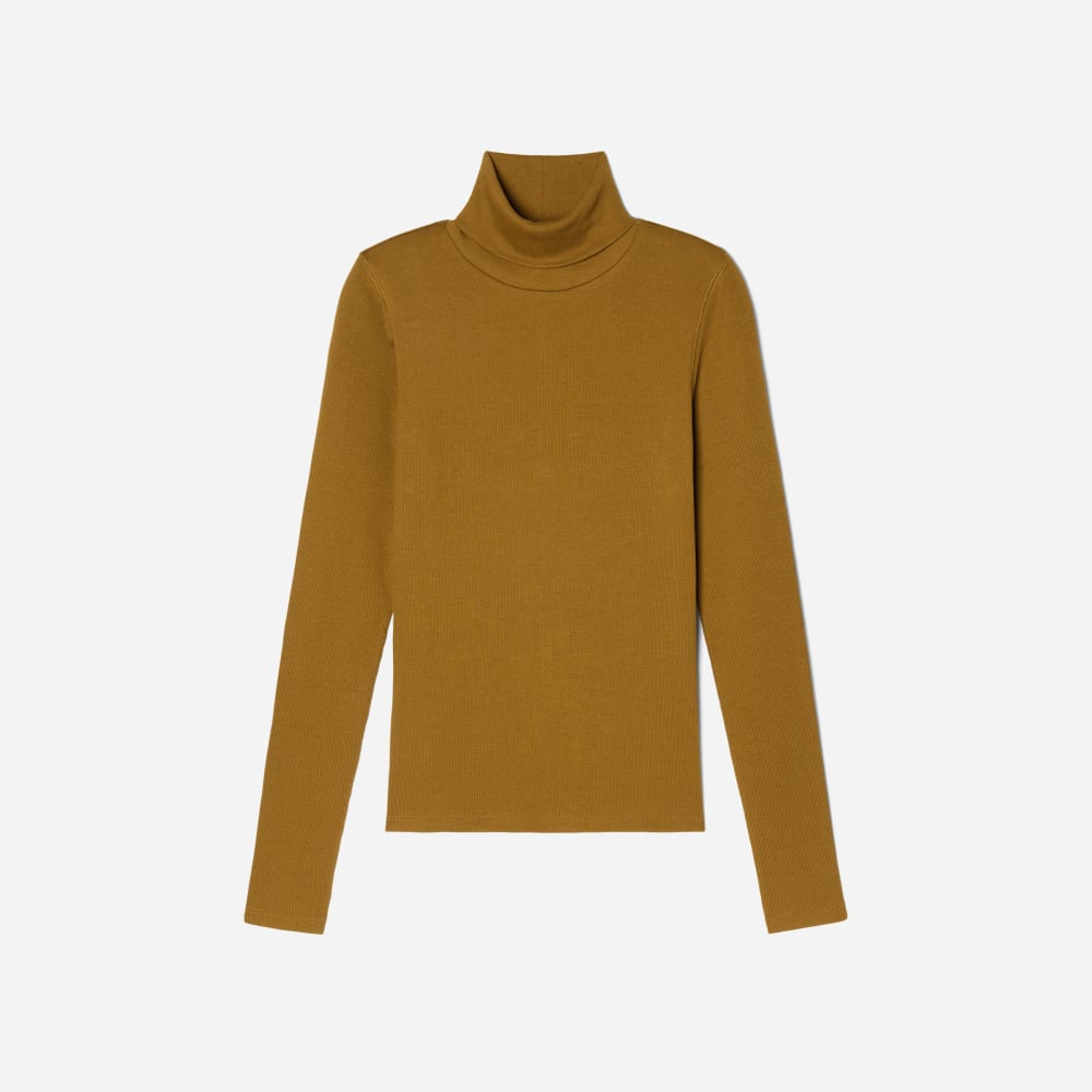 The Luxe Micro-Rib Turtleneck in Tapenade — alternate view