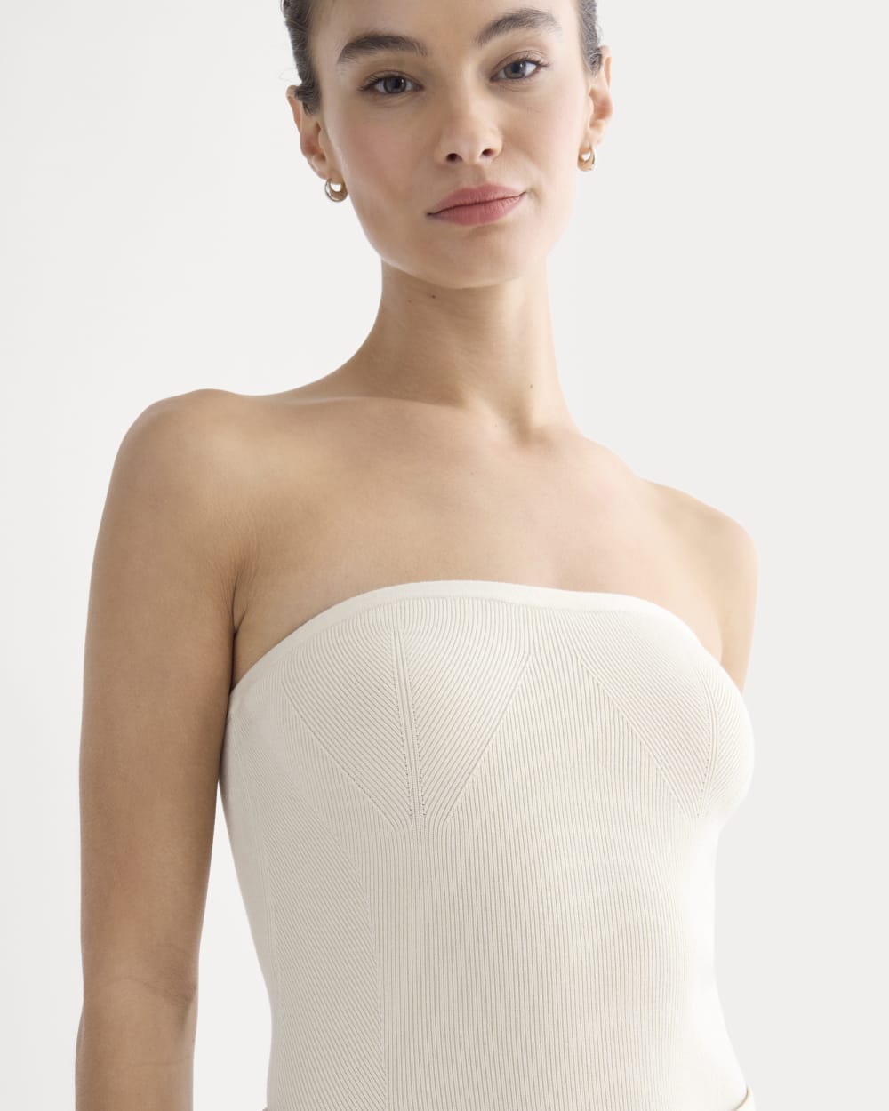 Knit Tube Top in Birch — detail view