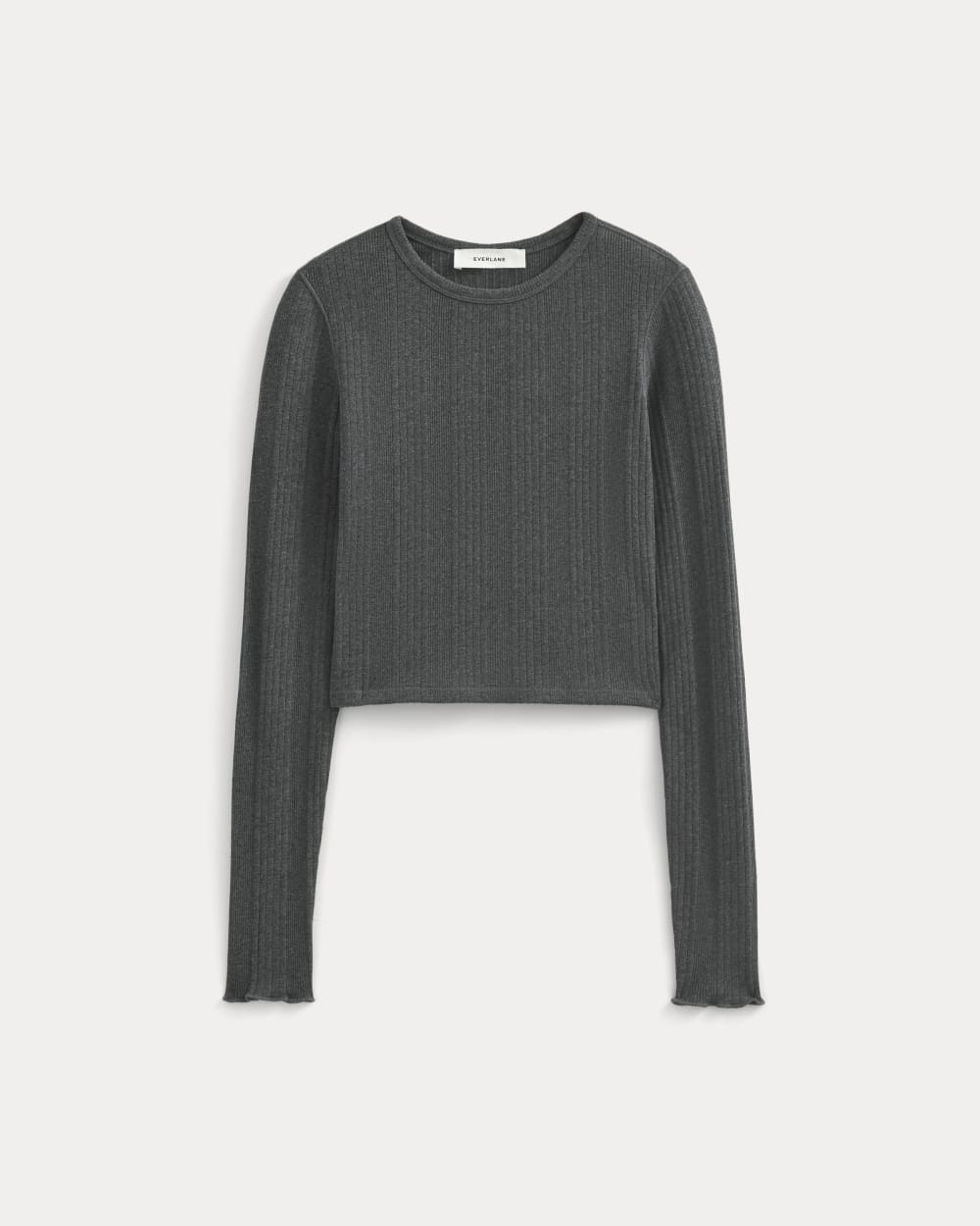 Lounge Rib Cropped Shirt in Heathered Soot — alternate view