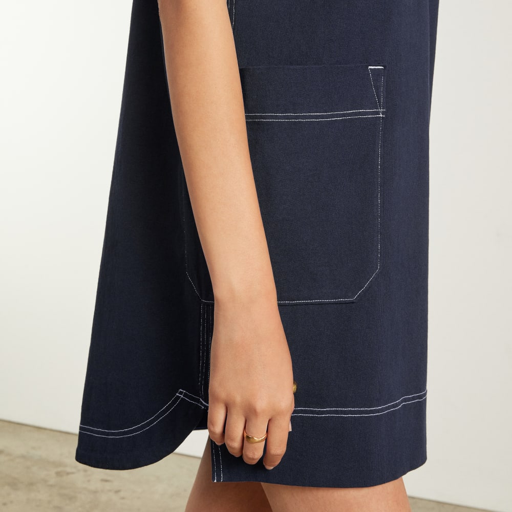 The Oversized Mariner Dress in Navy / White — detail view