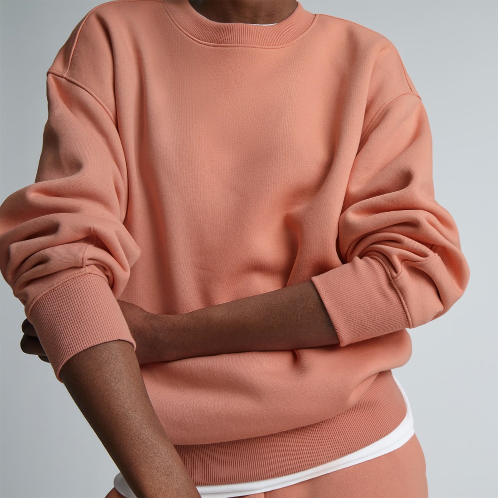 The ReTrack Oversized Crew in Light Rose — detail view