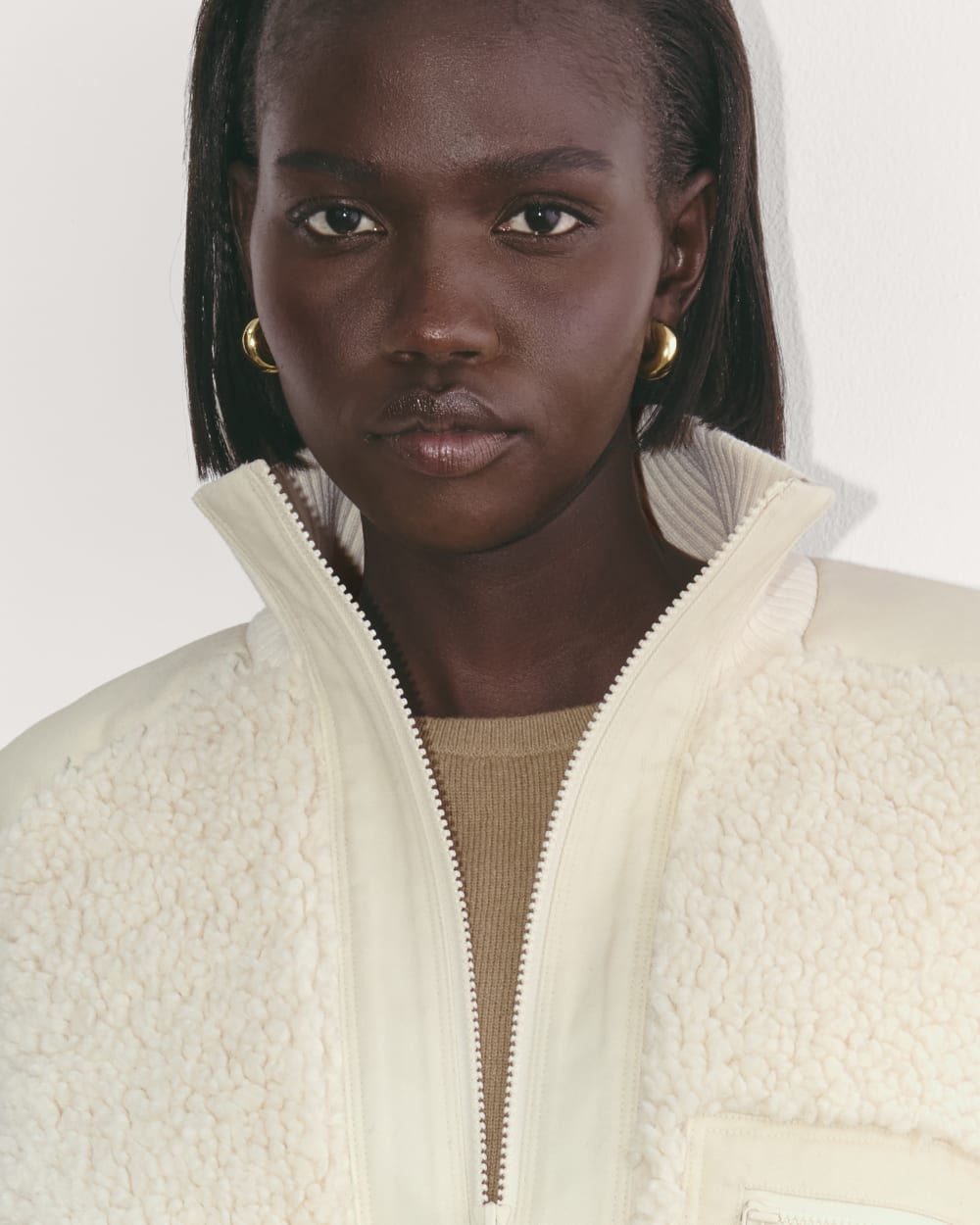 The Teddy Jacket in Birch — detail view