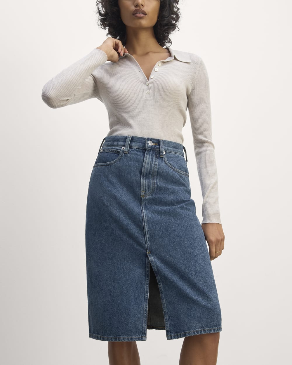 The Mid-Way Skirt in Deep Atlantic — detail view