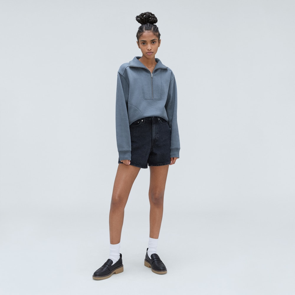 The Track Half-Zip in Faded Blue — detail view